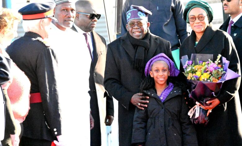 PHOTOS: Tinubu, First Lady arrive United Kingdom for two-day state visit