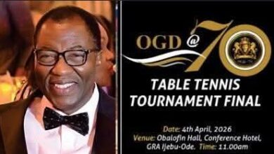 OGD at 70: Senator Gbenga Daniel Sets Stage for Grand Table Tennis Final in Ijebu-Ode